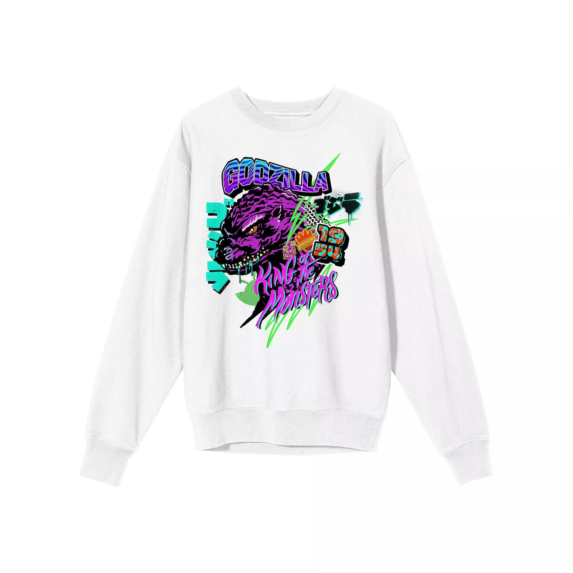 Men's Godzilla King of Monsters Graffiti Long Sleeve Graphic Tee, Size: Large 30, White Product Image
