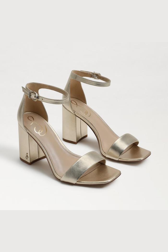 Daniella Block Heel Sandal- Gold Leather Product Image