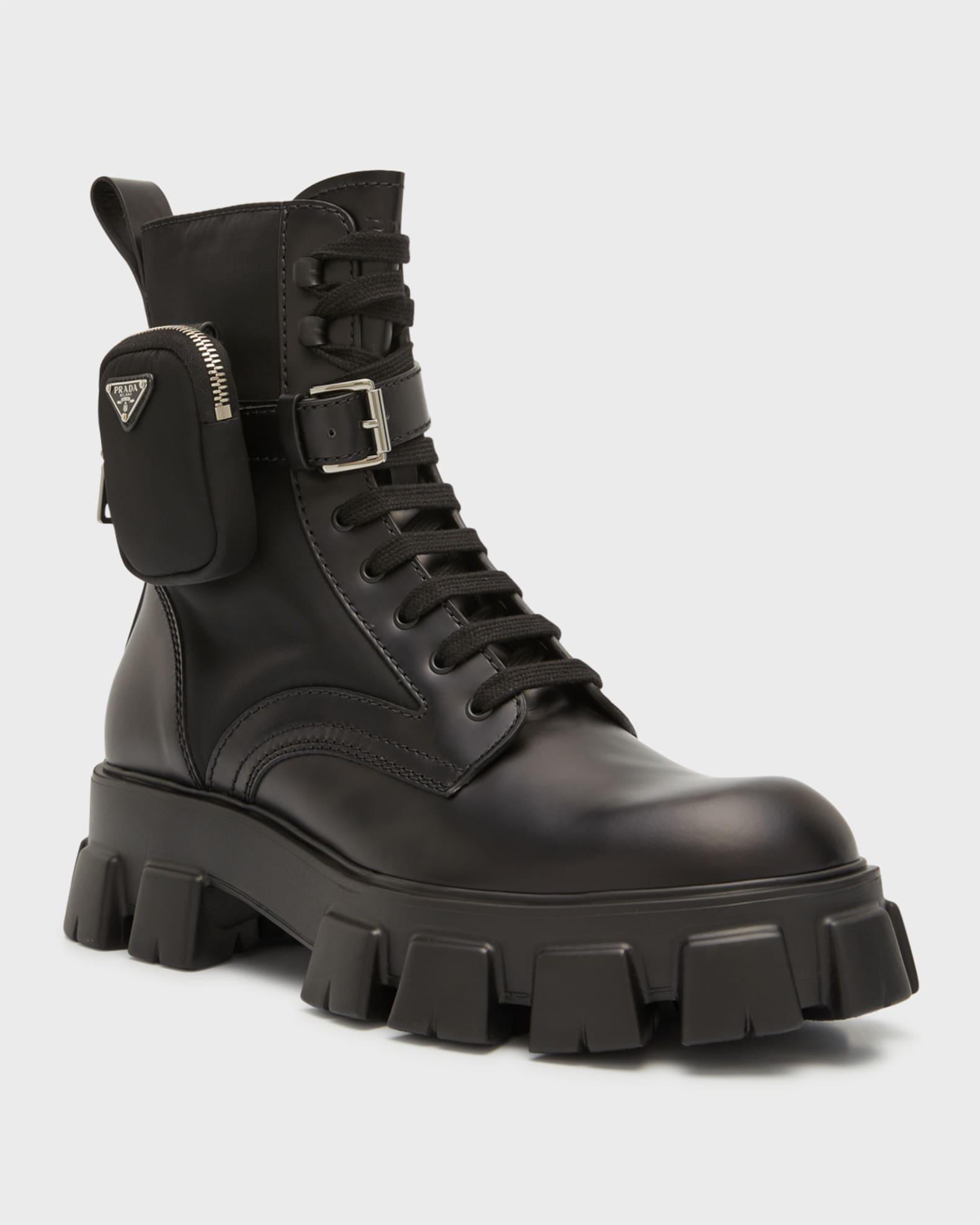 Men's Re-Nylon & Leather Zip Pocket Combat Boots Product Image