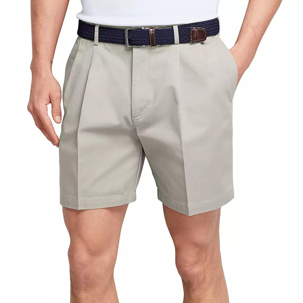 Men's Lands' End Comfort Waist 6-inch No-Iron Pleated Chino Shorts,  Product Image