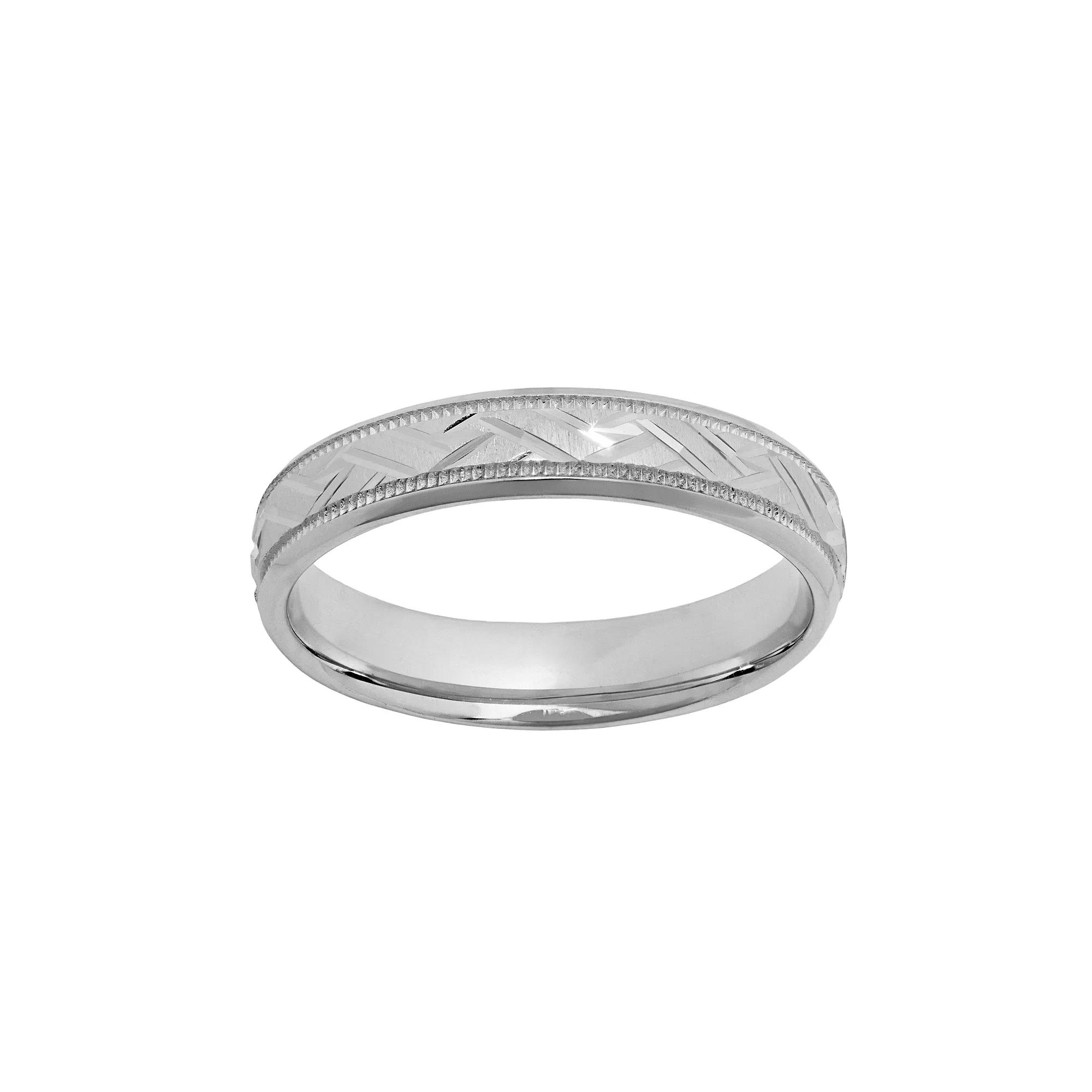 Sterling Silver Basket Weave Wedding Ring, Men's, Size: 7.50, Grey Product Image