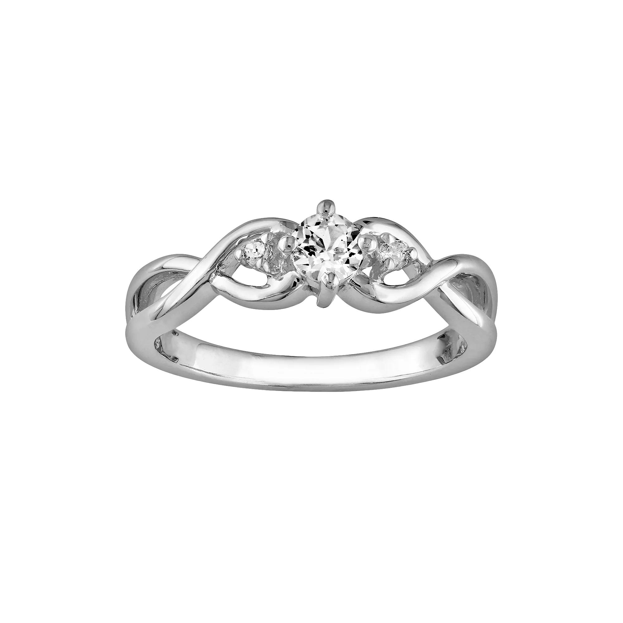 Stella Grace Sterling Silver Lab-Created White Sapphire and Diamond Accent Infinity Ring, Womens Product Image