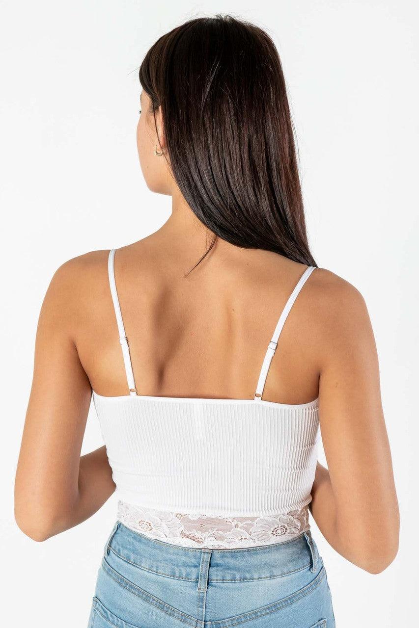 Seamless White Lace Trim Cami Product Image