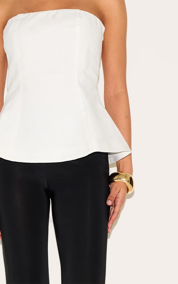  Petite White Bandeau Peplum Structured Long Top Product Image