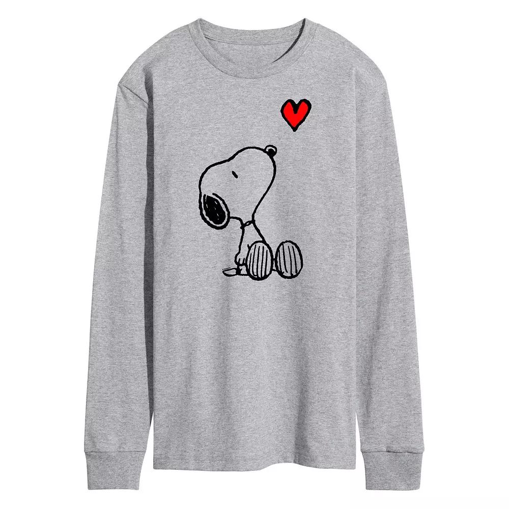 Men's Peanuts Snoopy Heart Long Sleeve Graphic Tee,  Product Image