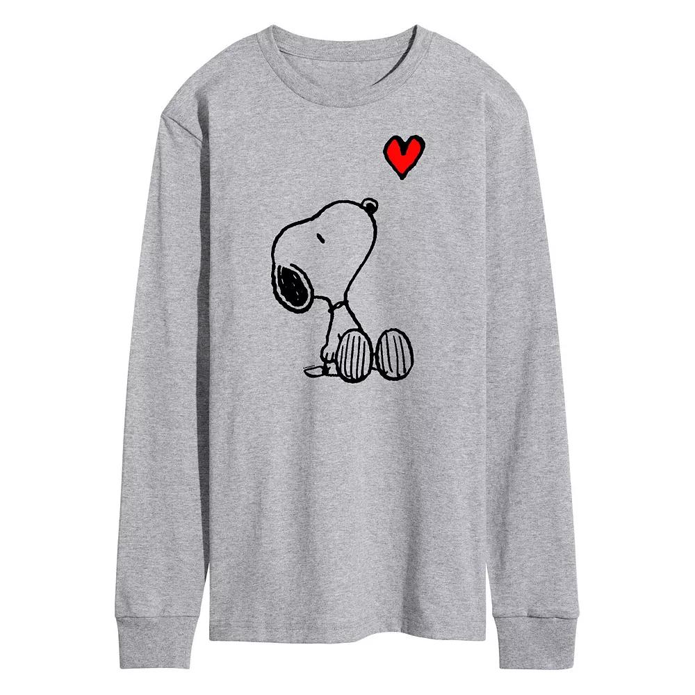 Men's Peanuts Snoopy Heart Long Sleeve Graphic Tee,  Product Image