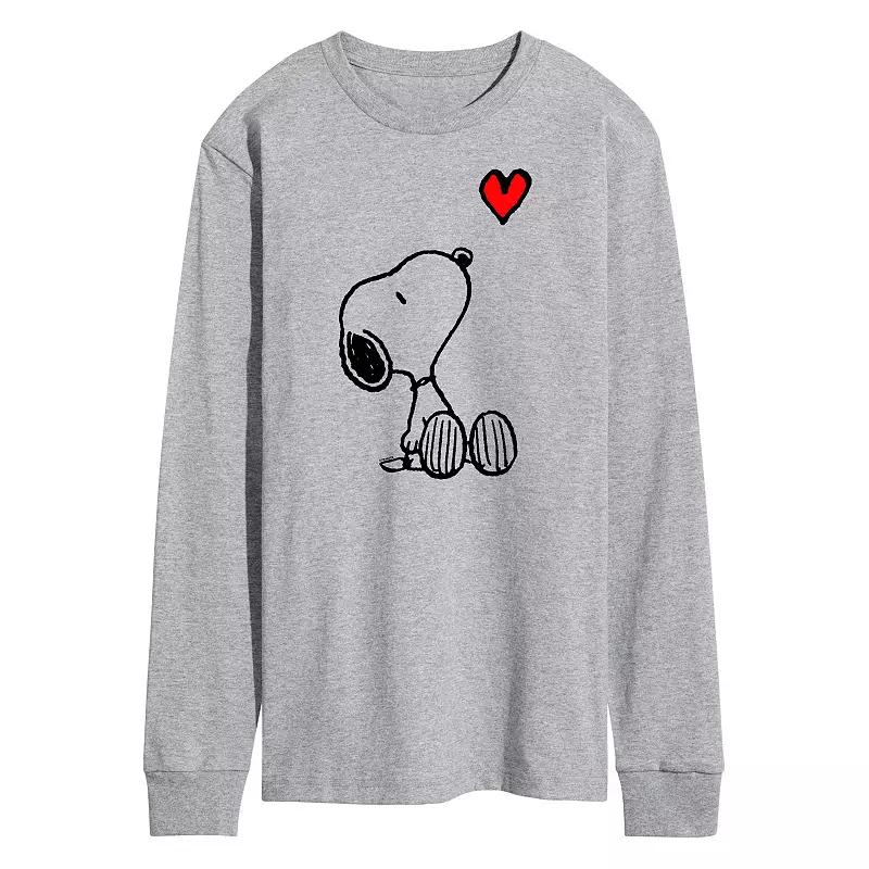 Men's Peanuts Snoopy Heart Long Sleeve Graphic Tee,  Product Image