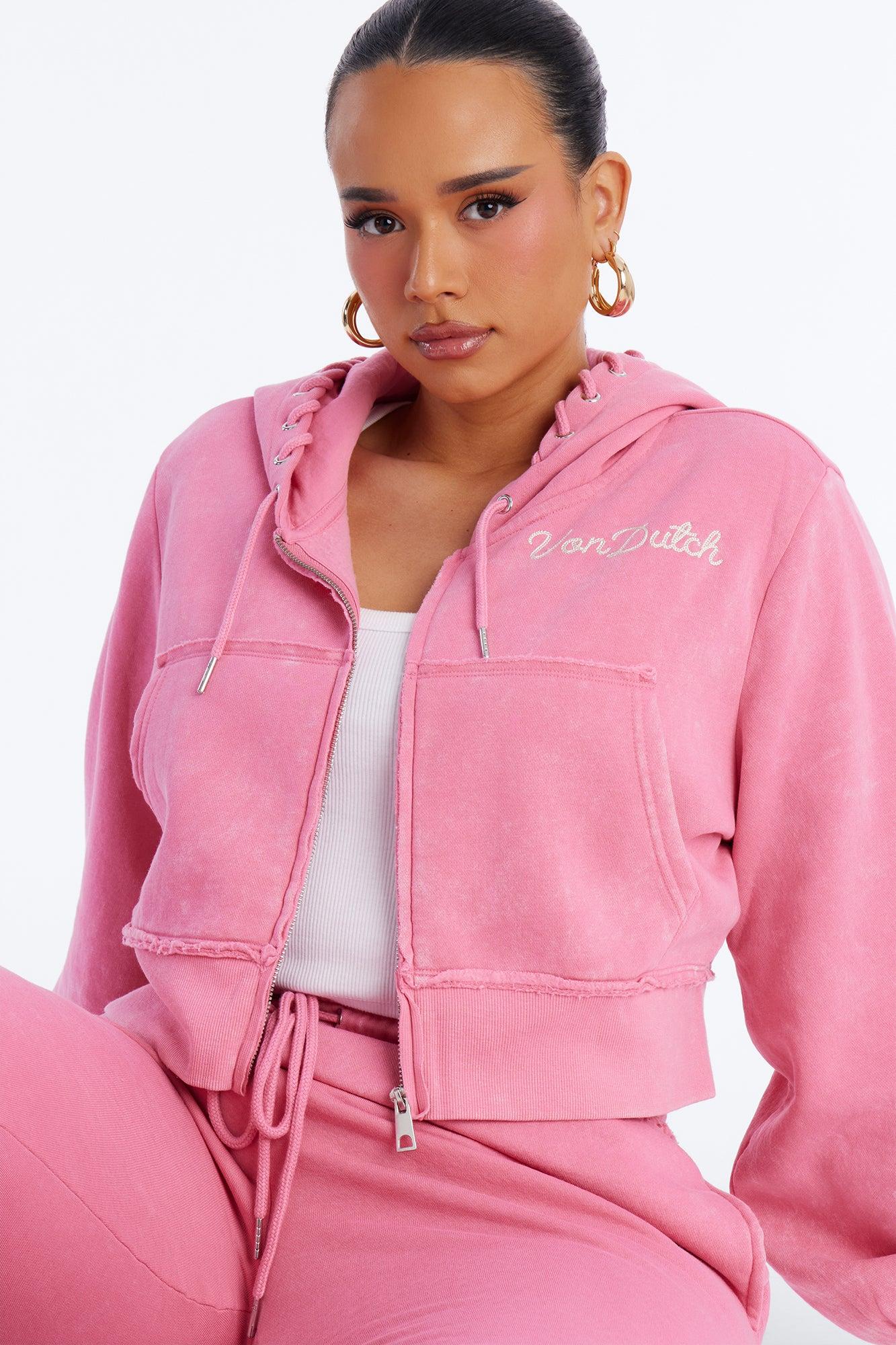 Von Dutch Hall Of Fame Washed Zip Up Sweatshirt - Pink Female Product Image