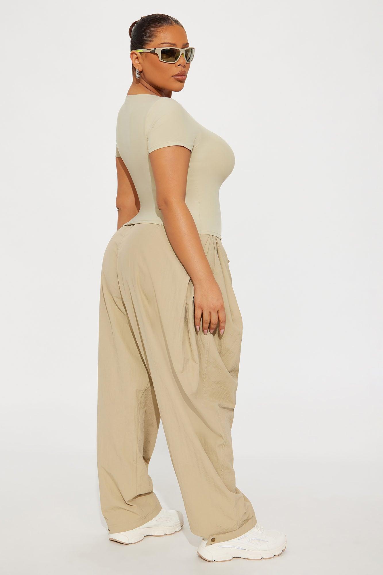 Second Skin Double Lined Zip Front Short Sleeve Top - Stone Female Product Image