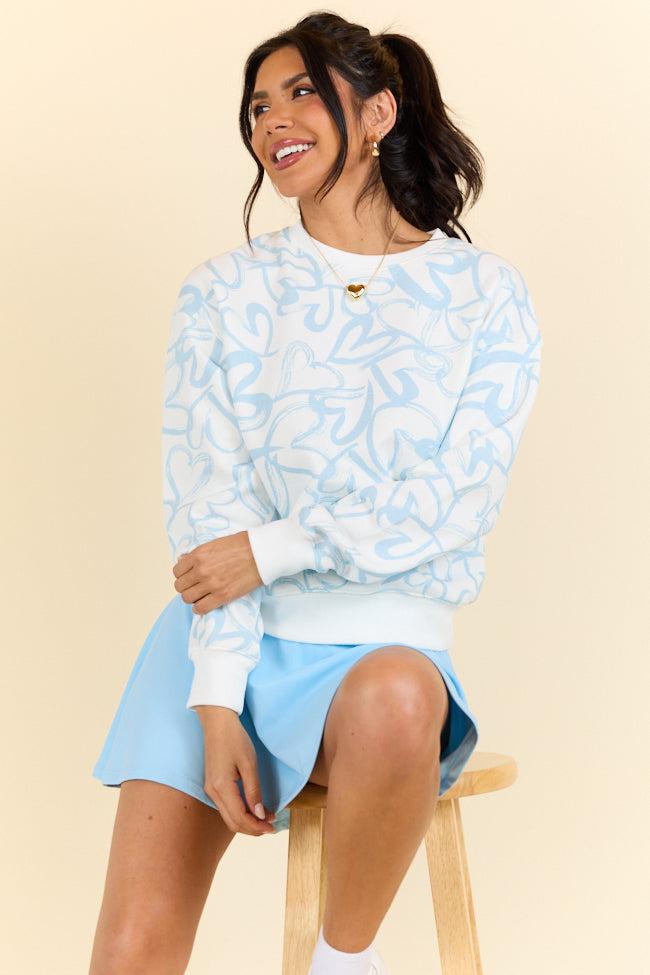 Heart Like Mine Blue and Ivory Abstract Heart Sweatshirt FINAL SALE Product Image