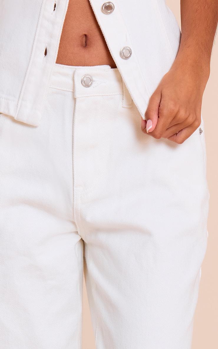  Petite White Mid Rise Straight Leg Jeans Product Image