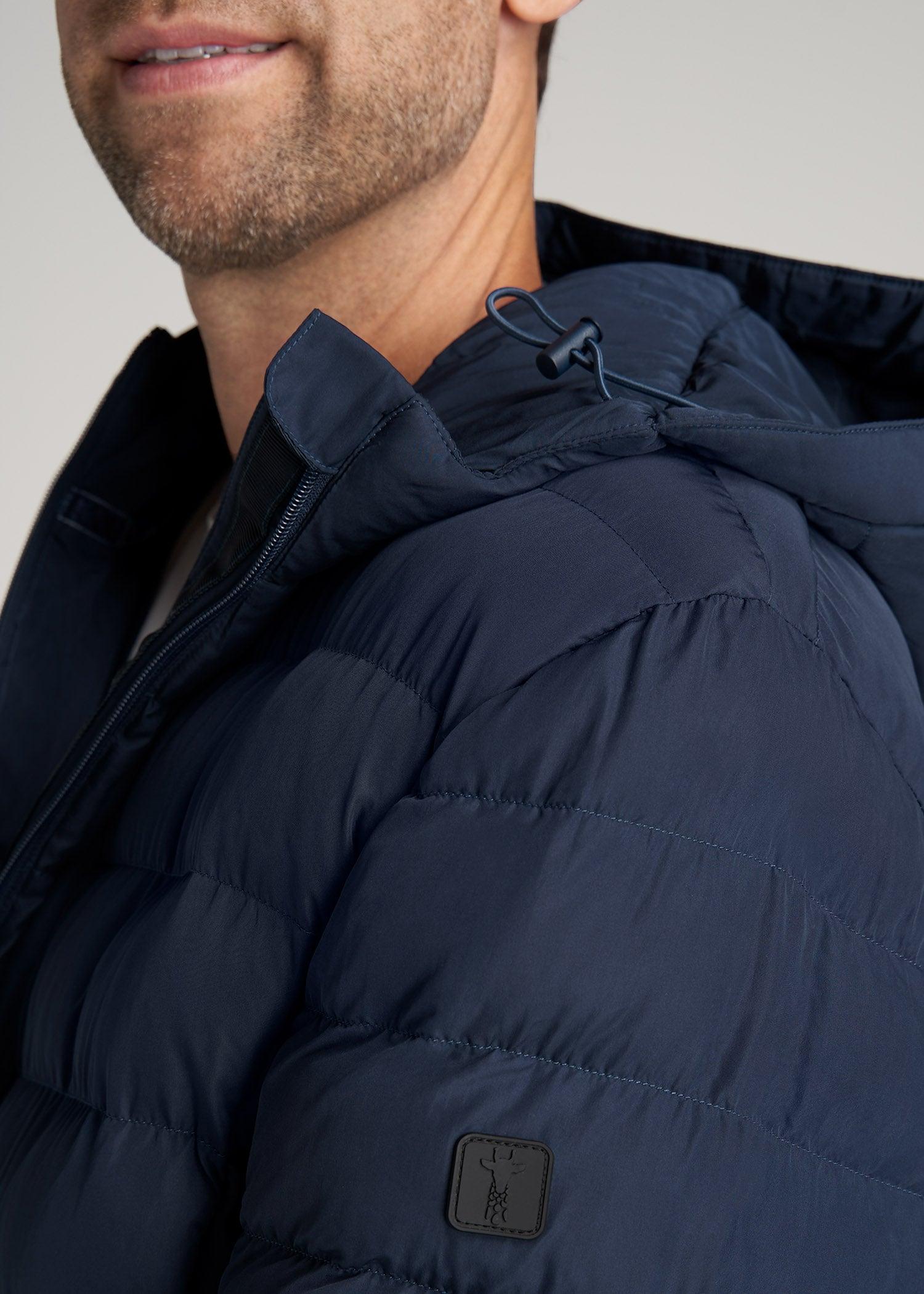 Medium-Weight Tall Puffer Jacket for Men in Navy Product Image