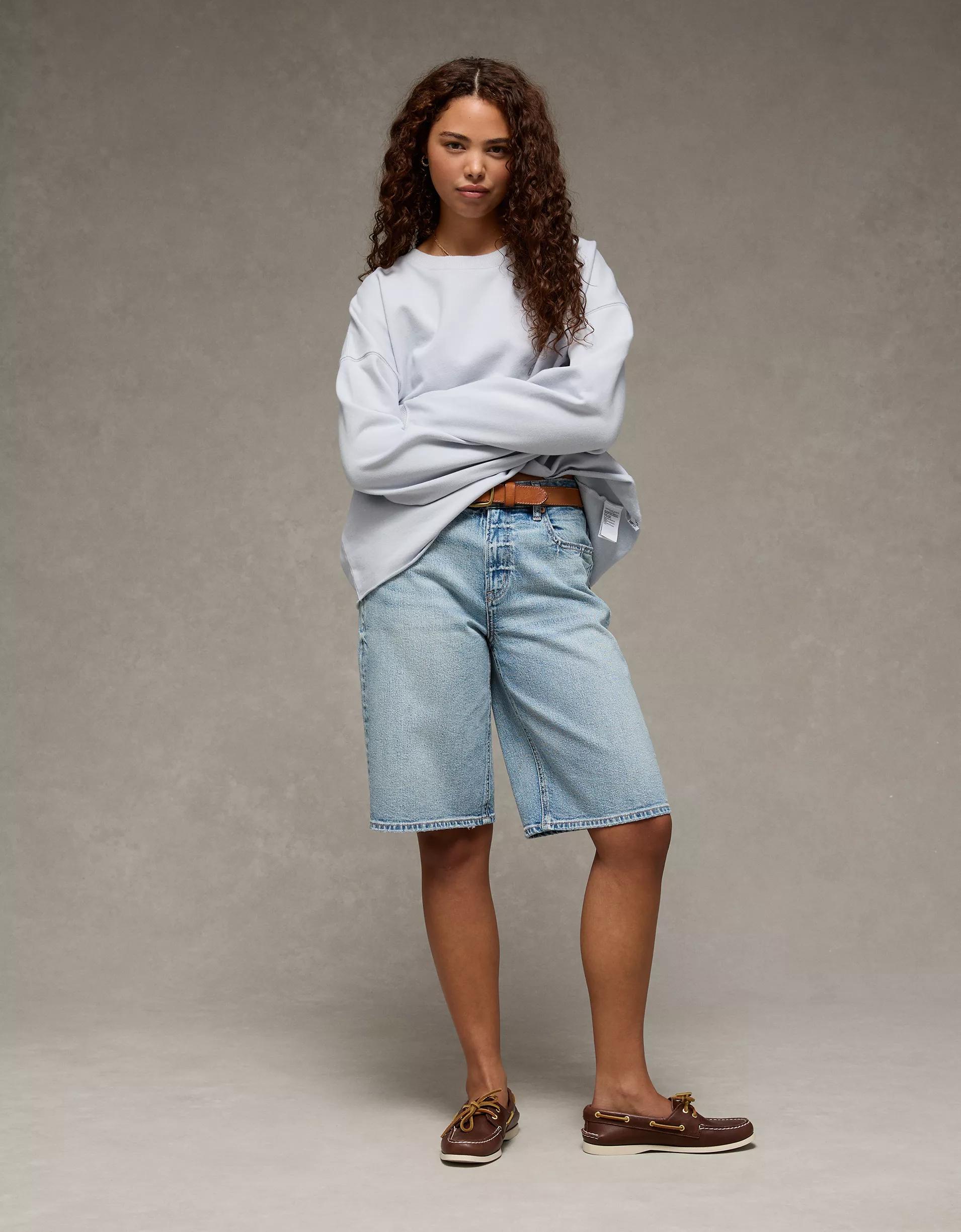 AE Everyday Luxe Cropped Cut-Off Sweatshirt Product Image