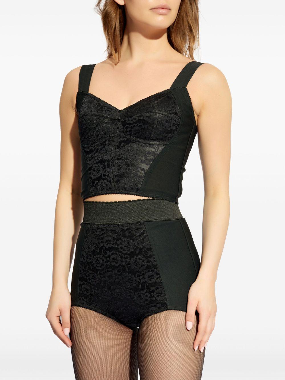 DOLCE & GABBANA Jacquard And Lace Sheath Corsetry Bustier In Black Product Image