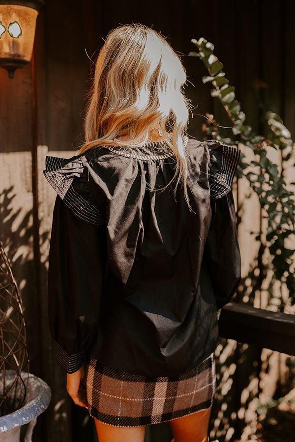 Chic Moment Ruffle Top in Black Product Image