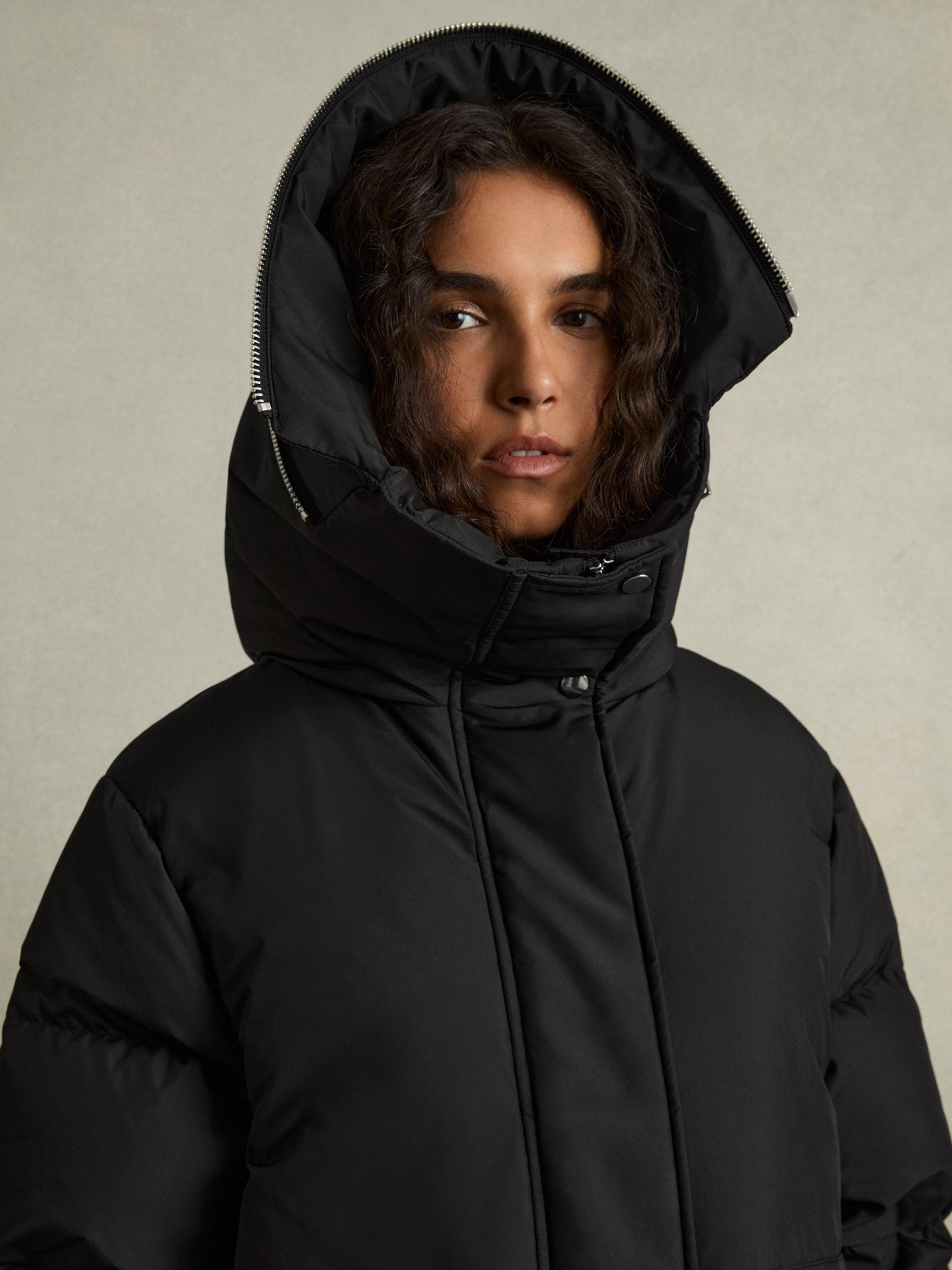 Concealed-Hood Puffer Coat in Black Product Image