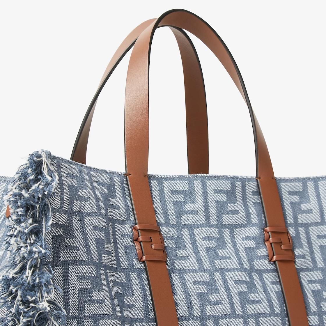 Summer ToteBlue denim-effect FF jacquard bag Product Image