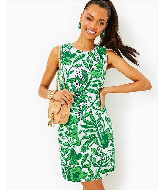 Lilly Pulitzer Mila Fiddle Leaf Print Crew Neck Sleeveless Shift Dress Product Image