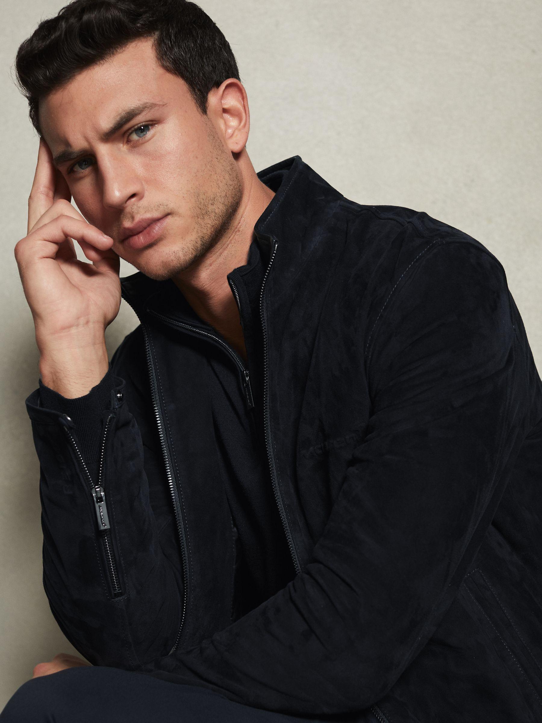 McLaren F1 Suede Zip-Through Jacket in Navy Product Image