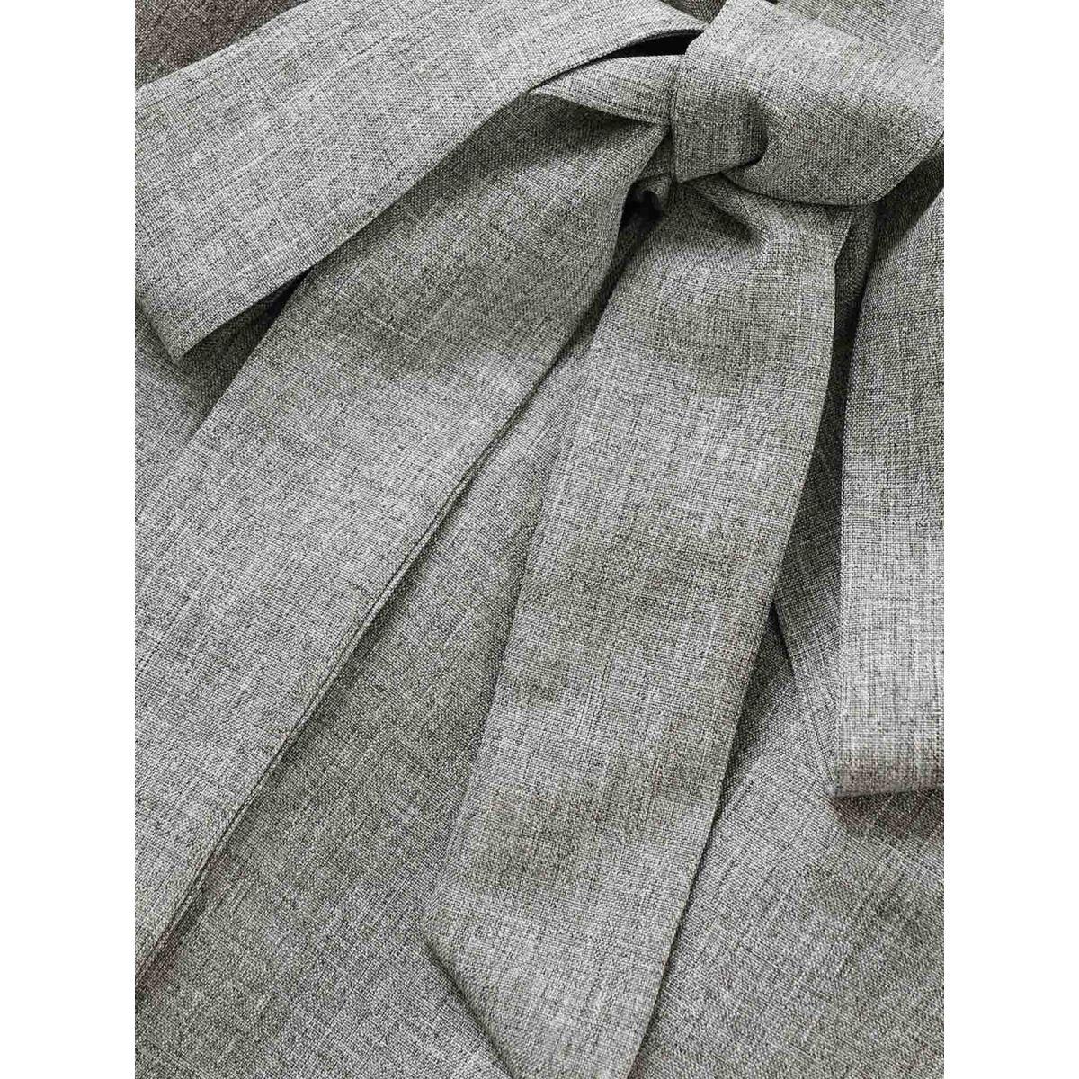 Plus Size Shirt Collar Patchwork Contrast Belted Dress Gray Women At the Office Non Shirt collar Elbow-length sleeve Curvy Midi Dress BloomChic 26/4X Product Image