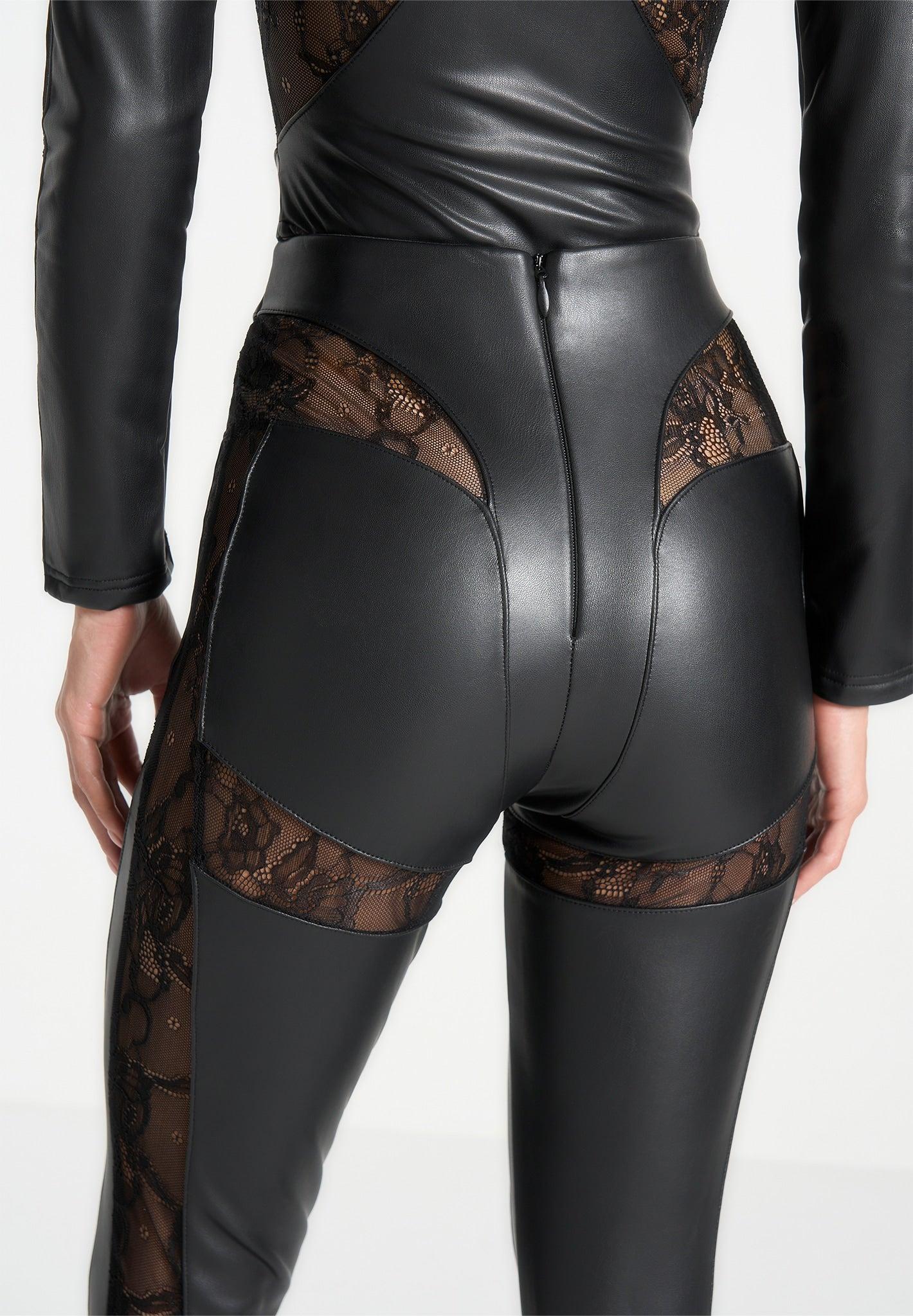 Leather and Lace Contour Leggings - Black Female Product Image