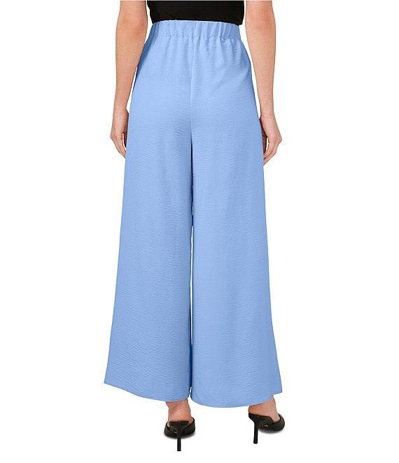 CeCe Wide Leg Pleated Front Asymmetrical Hem Crinkle Twill Pants Product Image