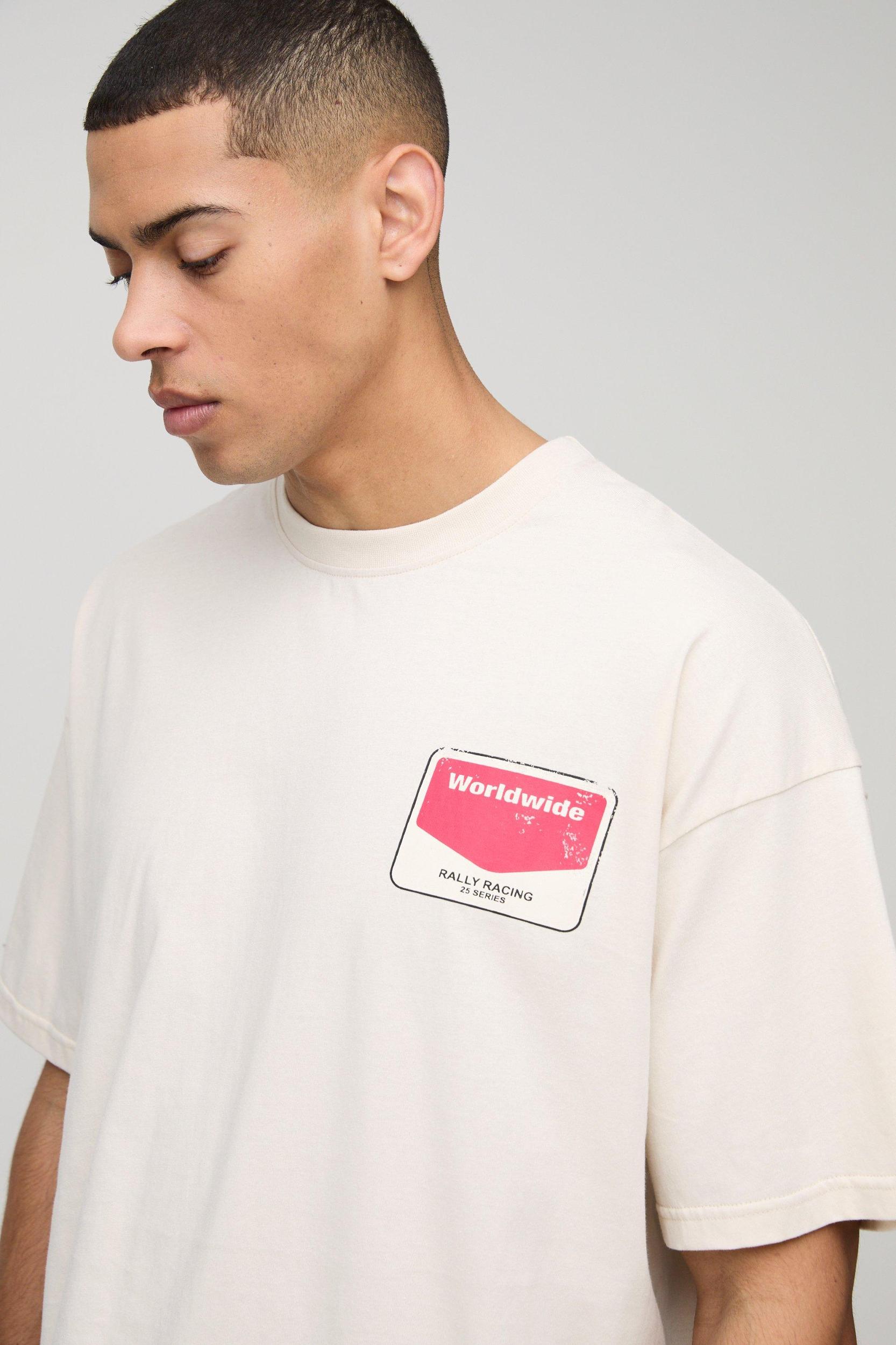 Oversized Moto T-Shirt & Short Set | boohooMAN USA Product Image