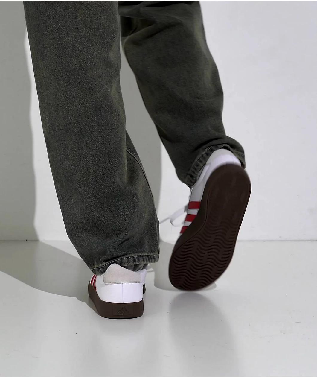 adidas VL Court 3.0 White & Scarlet Shoes Product Image