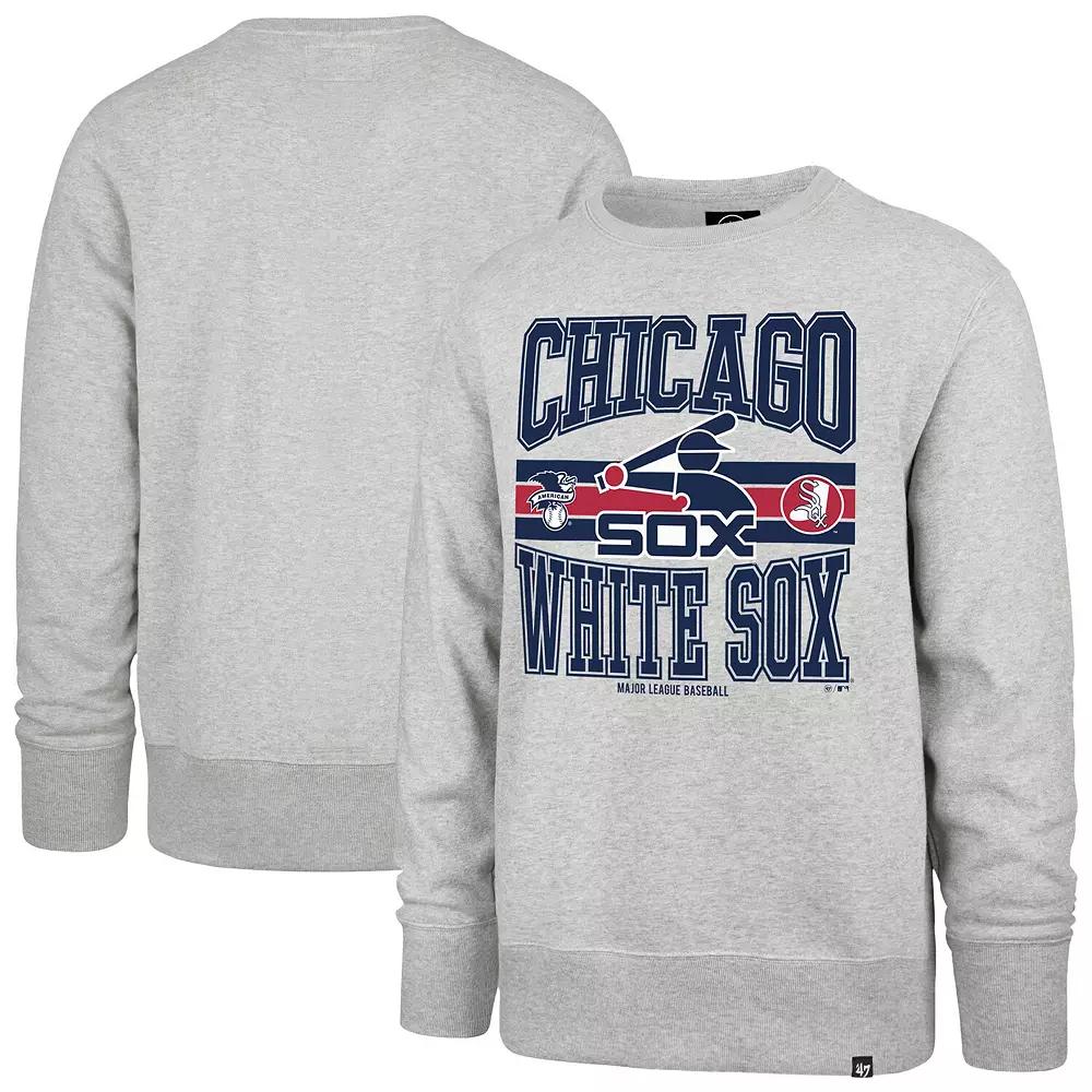 Men's '47  Gray Chicago White Sox Letters Headline Pullover Sweatshirt, Size: XL, Grey Product Image