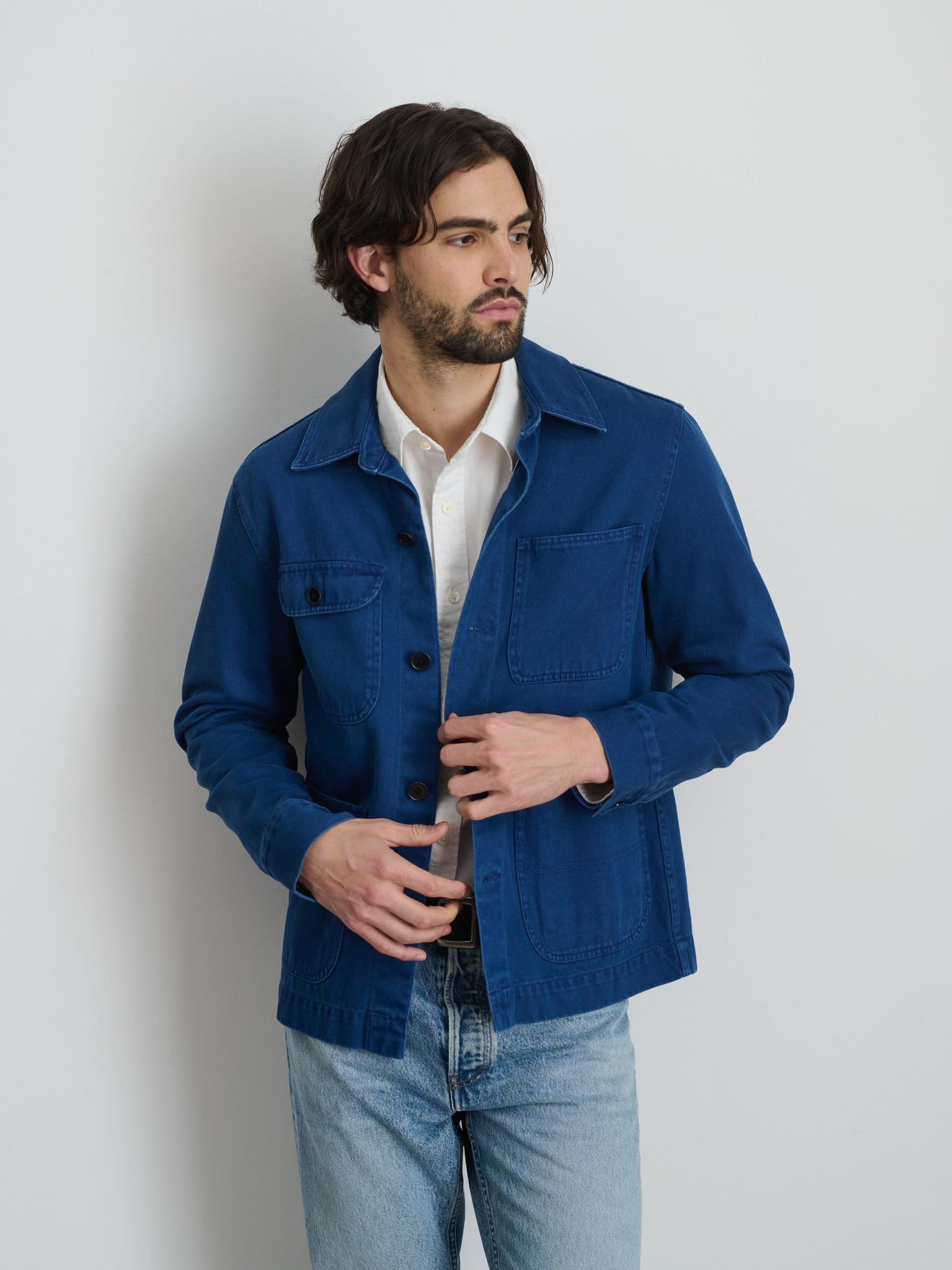 Garment Dyed Work Jacket in Recycled Denim Product Image