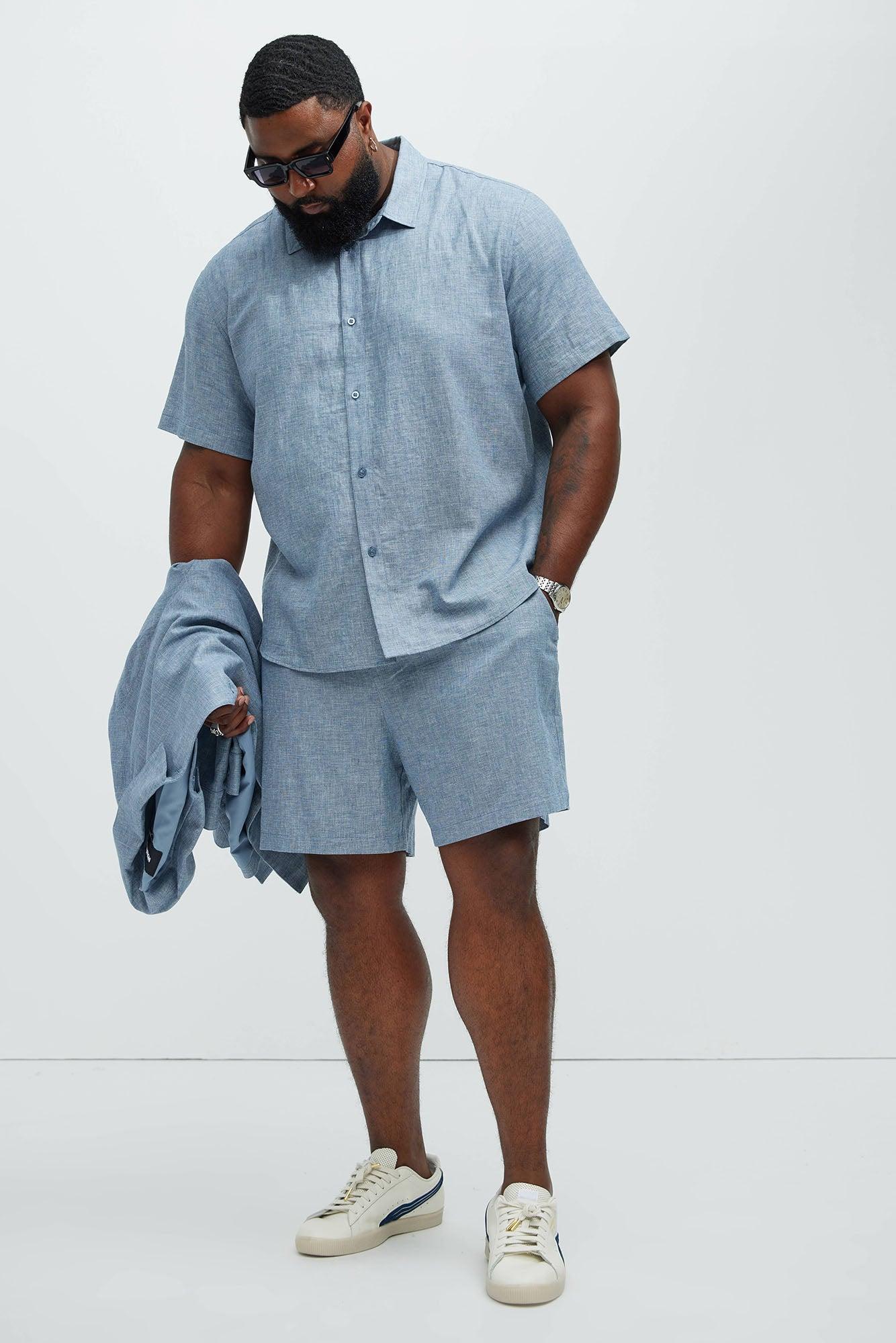 Bahamas Linen Classic Button Up Shirt - Blue Product Image