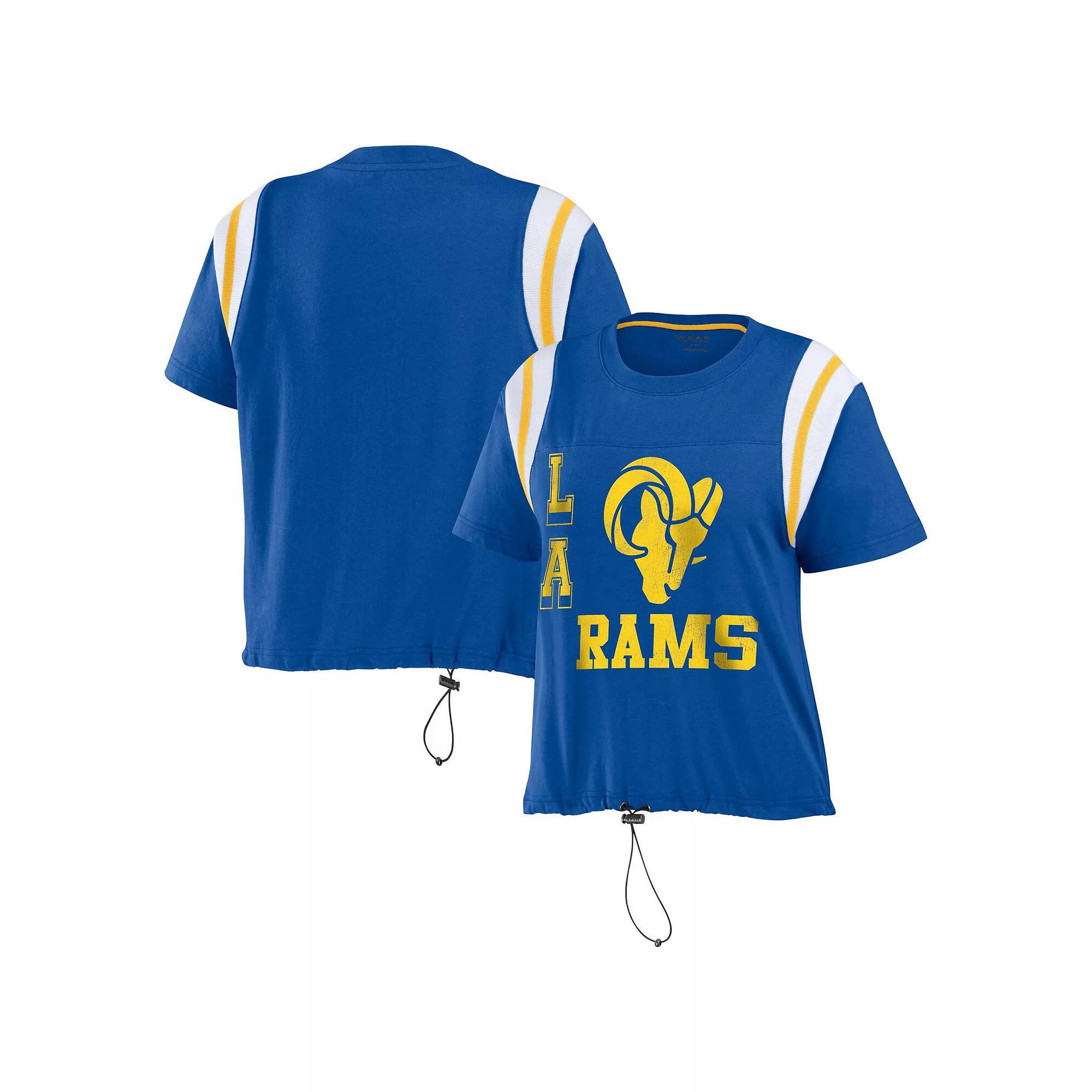 Women's WEAR by Erin Andrews Royal Los Angeles Rams Cinched Colorblock T-Shirt,  Product Image