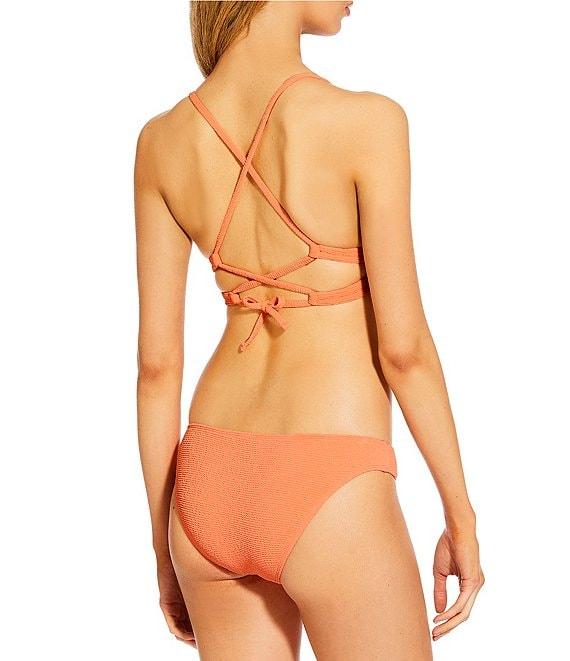GB Solid Scrunchie Texture Extra High Leg Scoop Front Swim Bottom Product Image