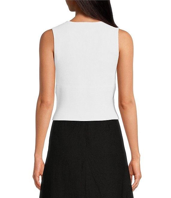 Le' AL.X Low V Neck Sleeveless Cropped Ribbed Knit Tank Top Product Image