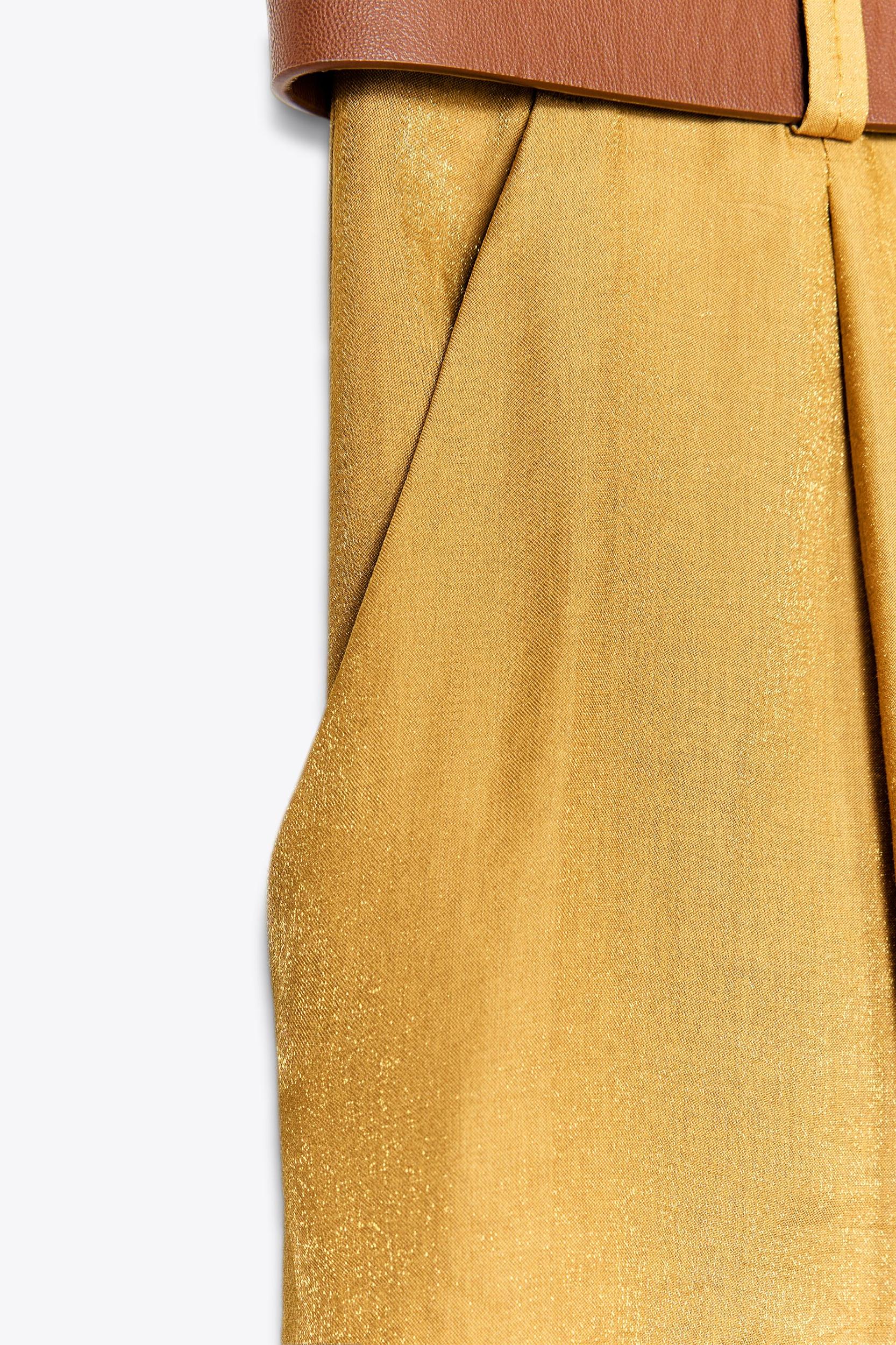 SATIN WIDE LEG BELTED PANTS Product Image