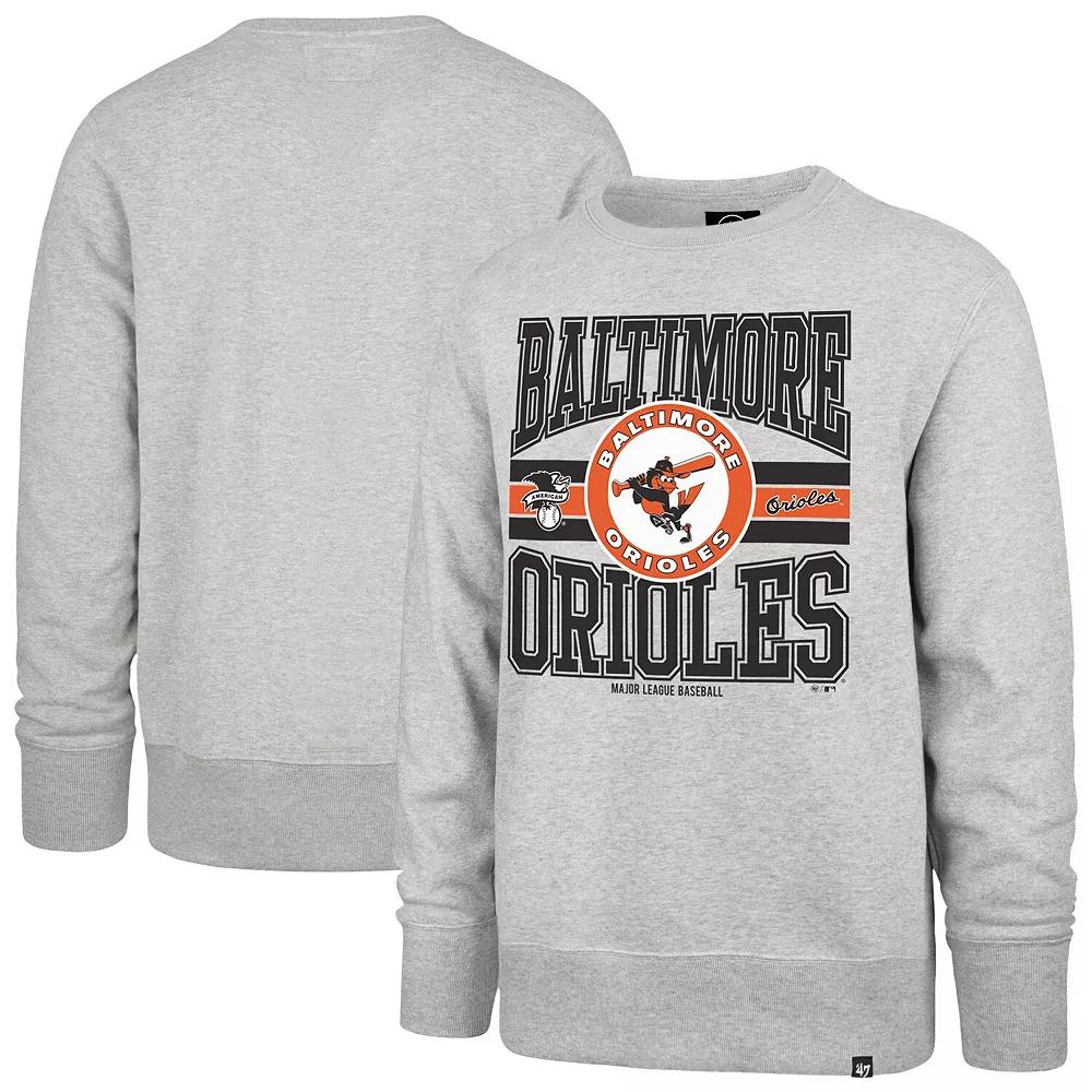 Men's '47 Gray Baltimore Orioles Letters Headline Pullover Sweatshirt,  Product Image