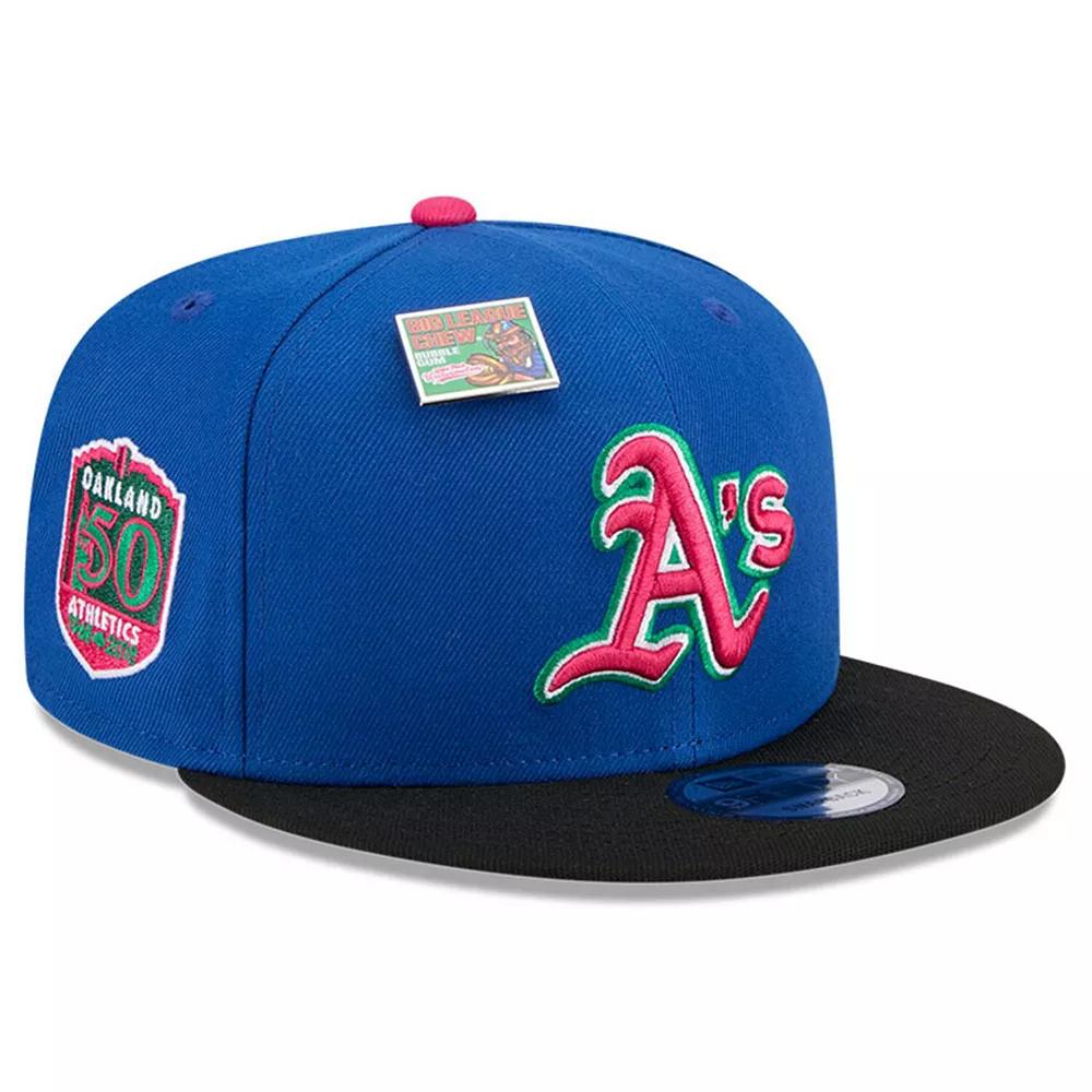 Men's New Era Royal/Black Oakland Athletics Watermelon Big League Chew Flavor Pack 9FIFTY Snapback Hat, Blue Product Image