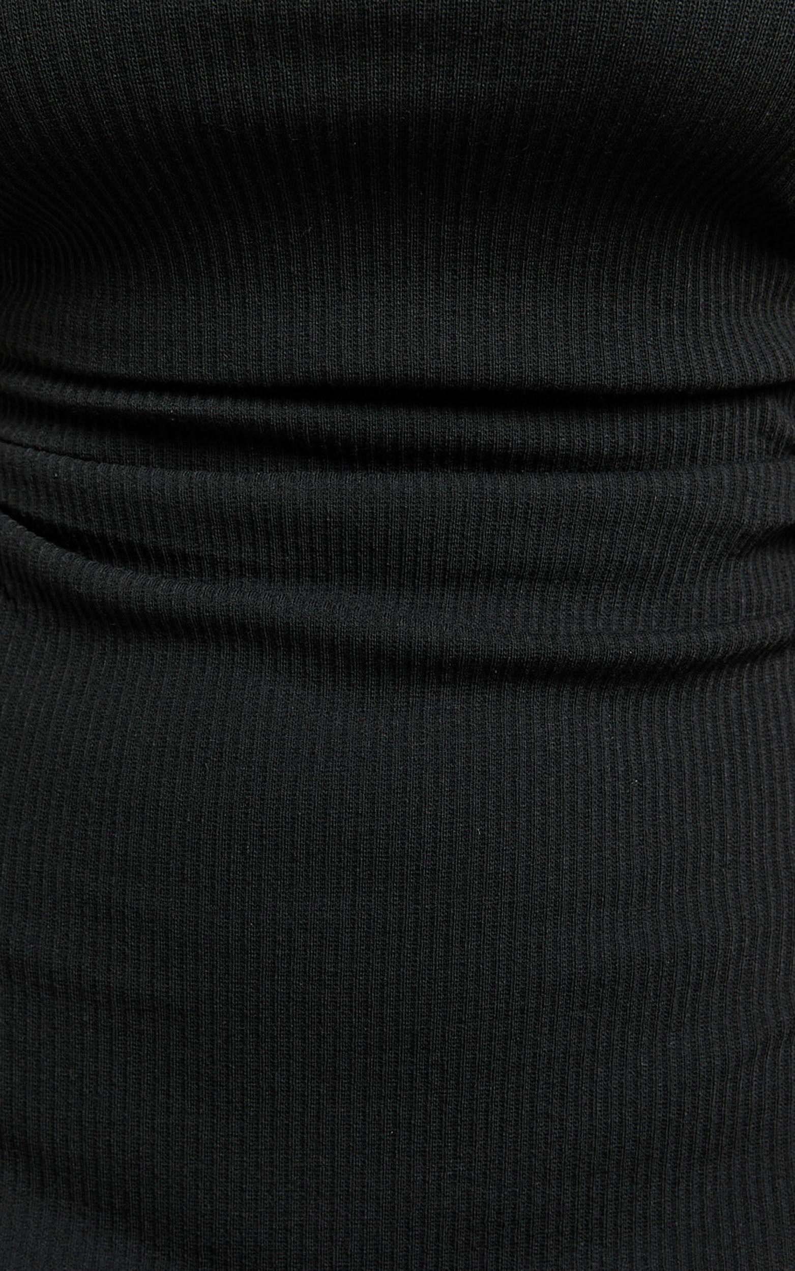 Sarina Midi Dress - Ribbed Scoop Neck Dress in Black Product Image