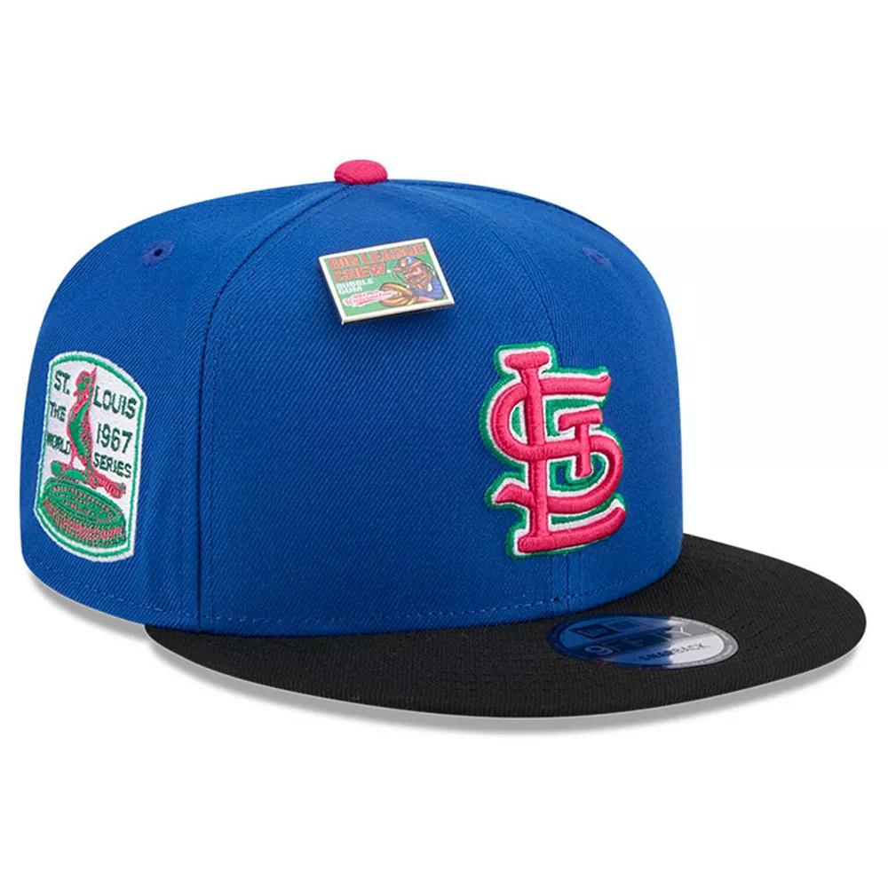 Men's New Era Royal/Black St. Louis Cardinals Watermelon Big League Chew Flavor Pack 9FIFTY Snapback Hat, Blue Product Image
