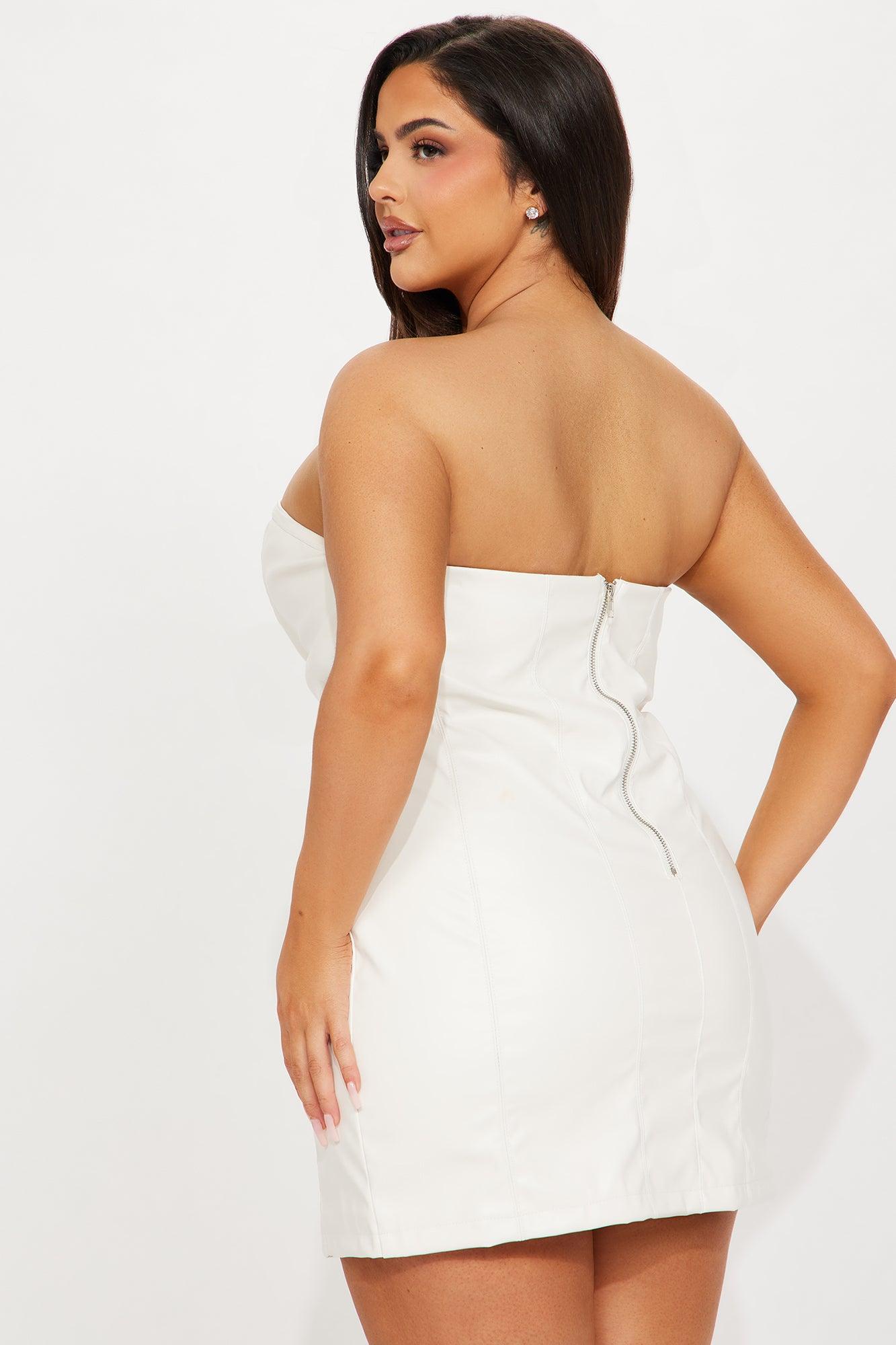 Sleek Rebel Leather Mini Dress - Ivory Product Image