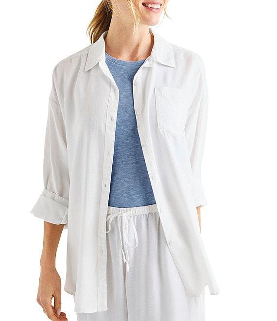 Splendid Dawson Linen Blend Long Sleeve Button Down Top Product Image