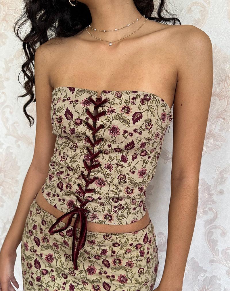 Heska Corset Top in Botanical Taupe Female Product Image