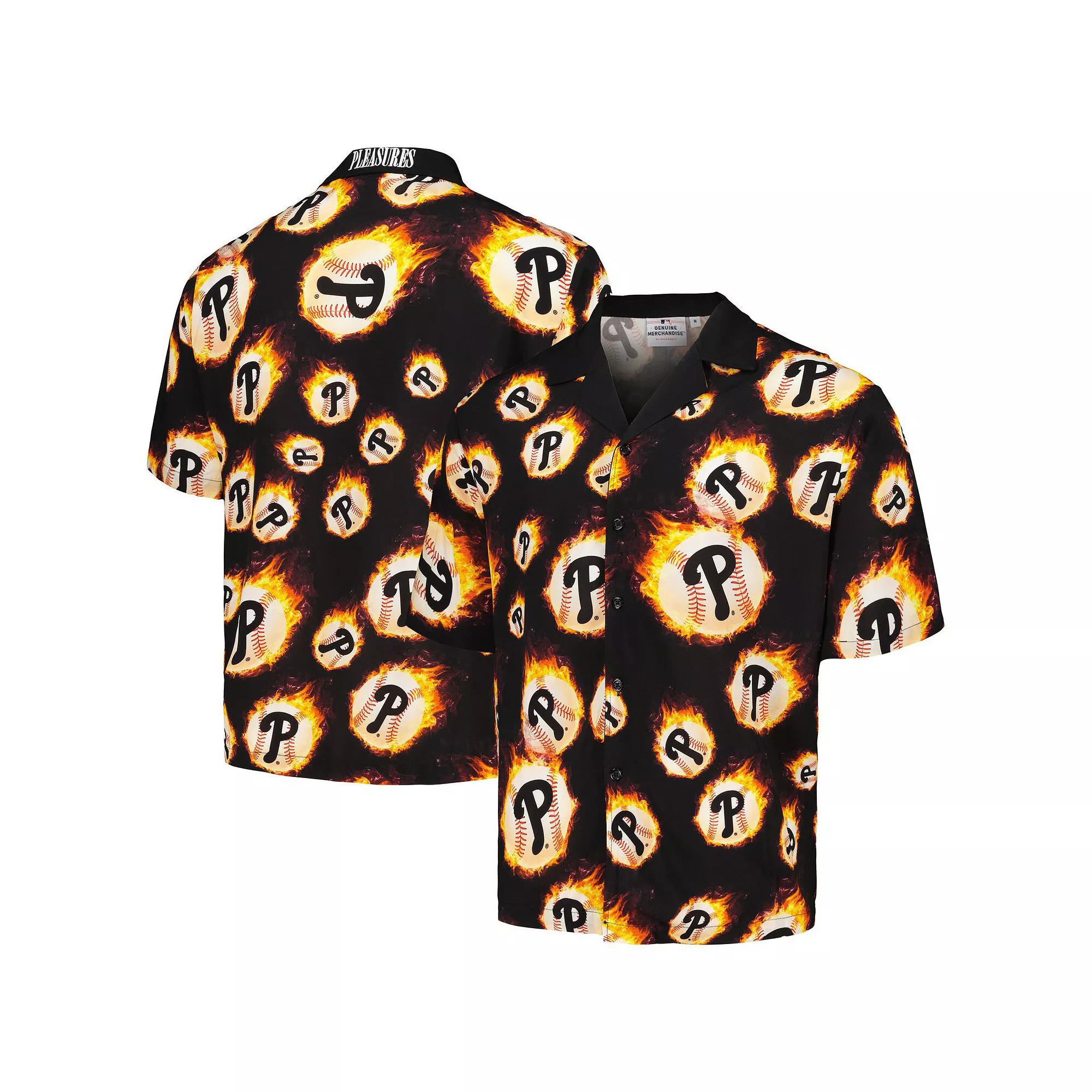 Mens Philadelphia Phillies Flame Fireball Button-Up Shirt Product Image