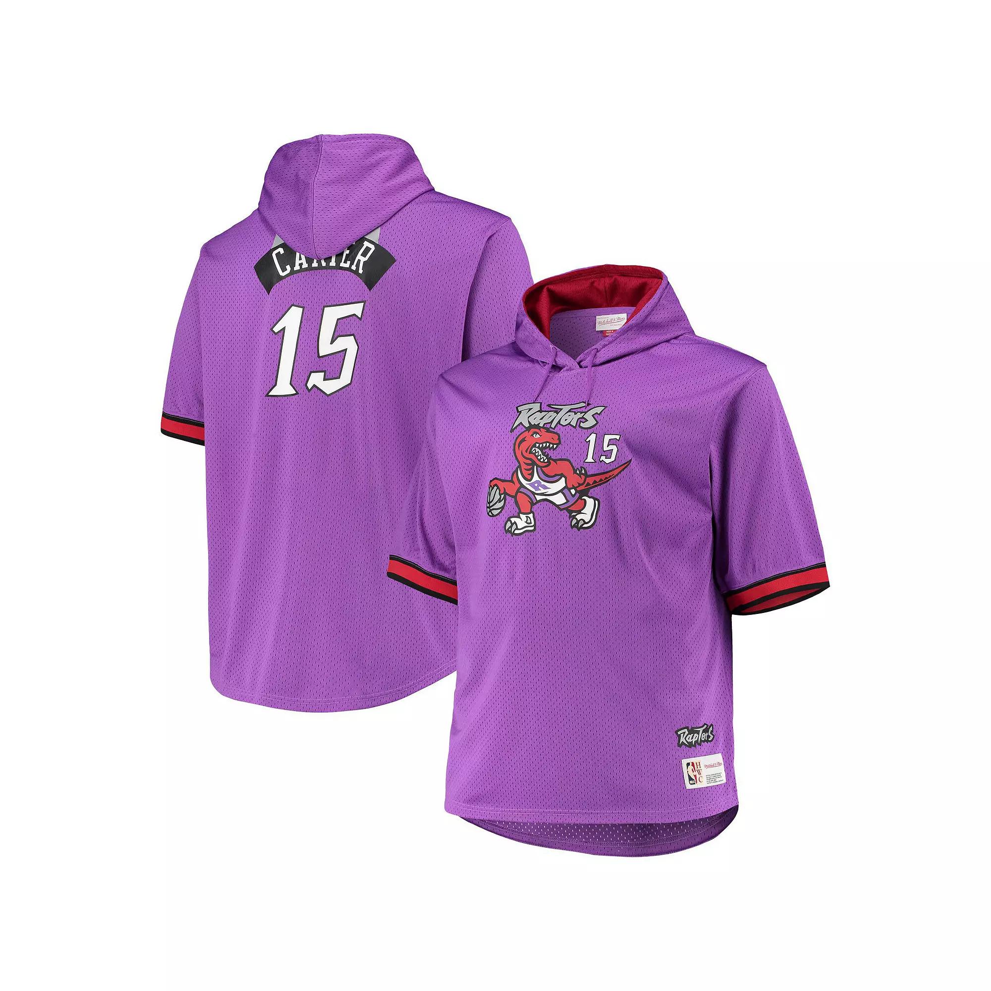 Men's Mitchell & Ness Vince Carter Purple/Red Toronto Raptors Big & Tall Name & Number Short Sleeve Hoodie, Size: 2XLT, Rpt Purple Product Image