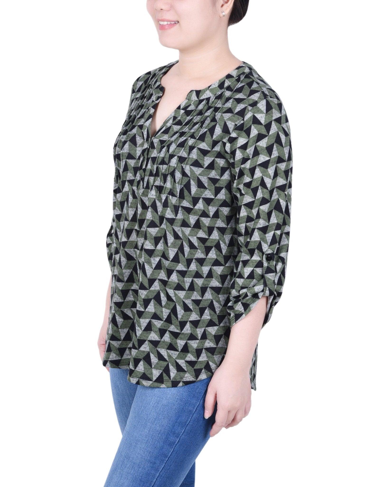 3/4 Length Roll Sleeve Top - Petite Product Image