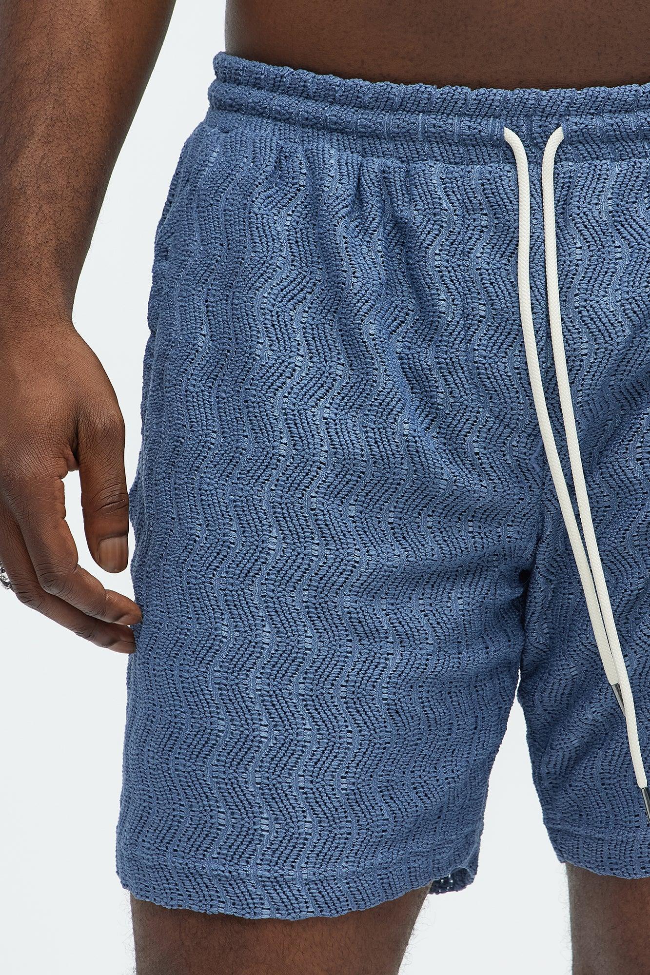 Echo Textured Drawstring Shorts - Blue Product Image