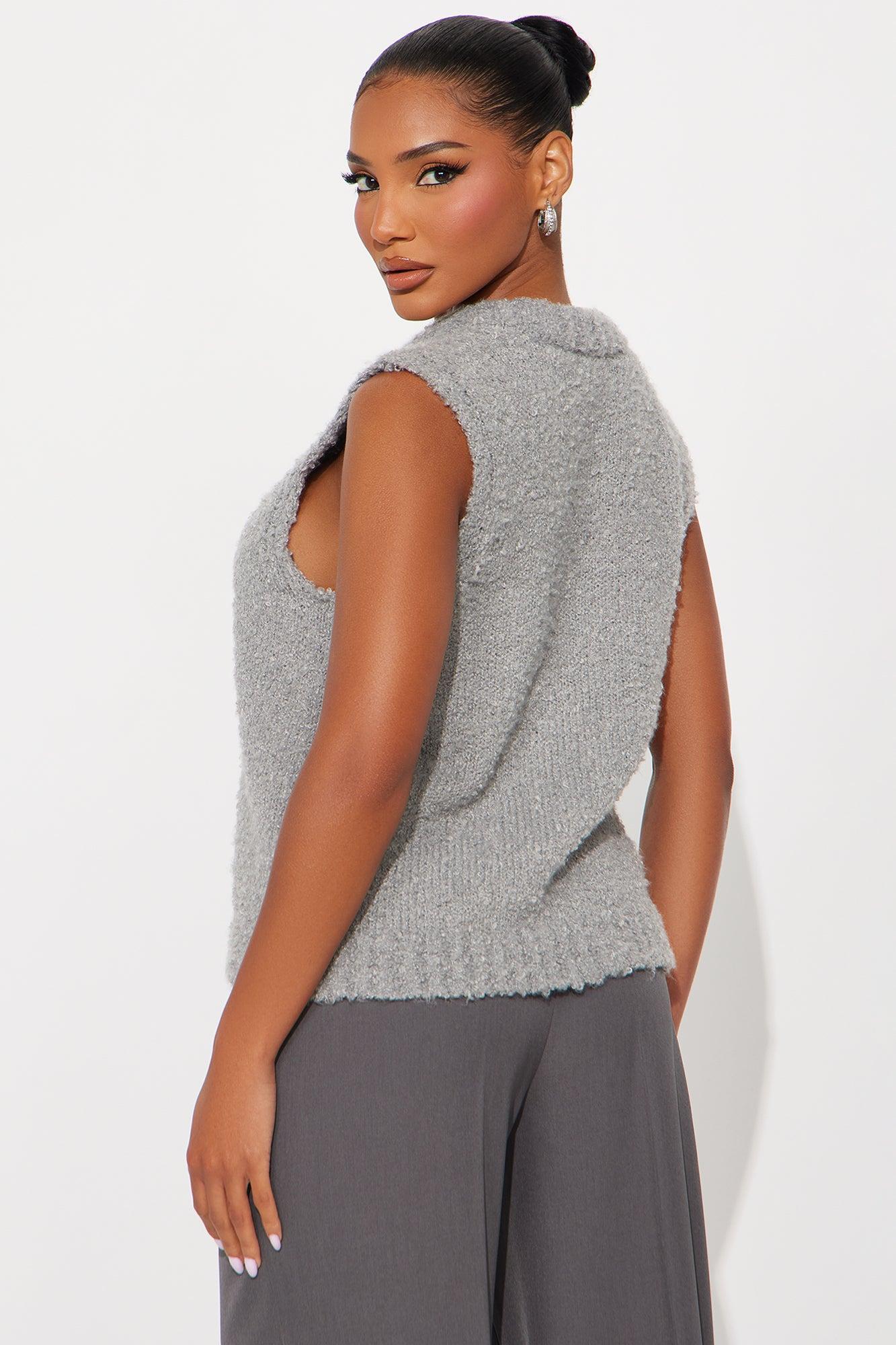 Heart's Racing Pullover Sweater - Grey Female Product Image