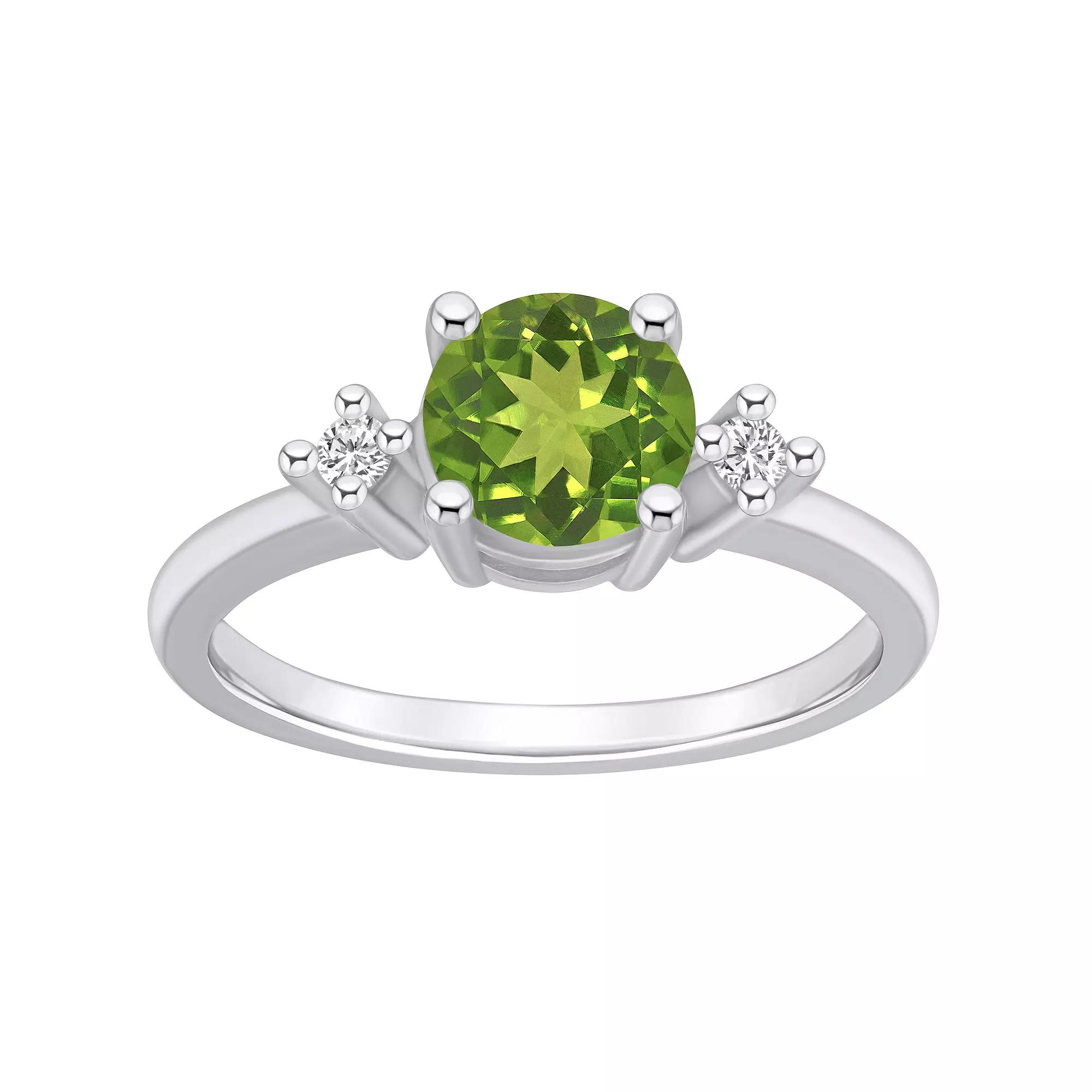 Alyson Layne 14k White Gold Round Peridot & Diamond Accent Ring, Women's, Size: 10 Product Image
