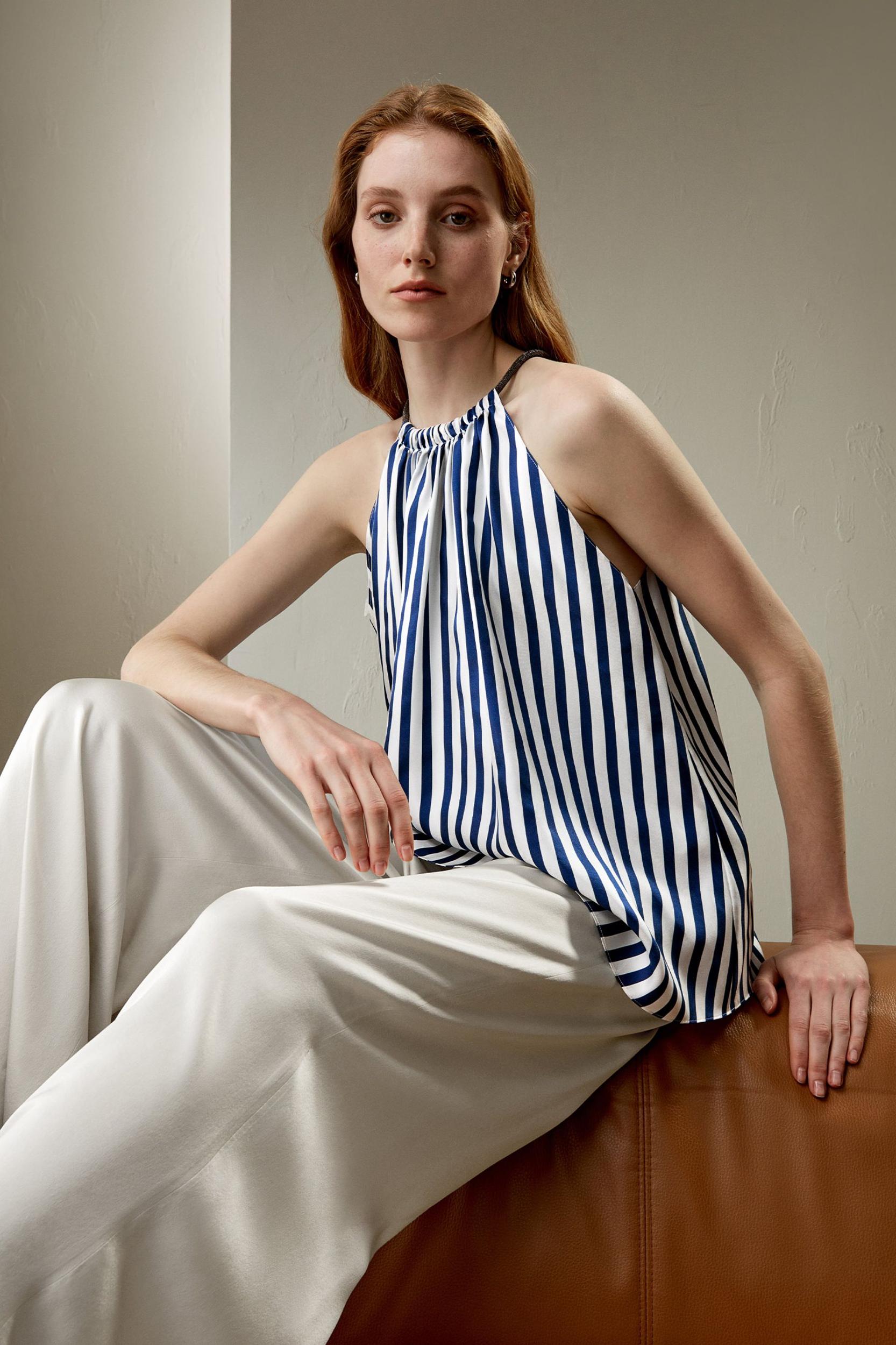 Silk Twill Halter Neck Top Product Image