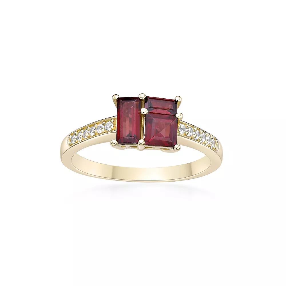 Gemminded 2 Micron Gold Over Silver Garnet & Lab-Created White Sapphire Ring, Women's, Size: 8, Gold Tone Product Image